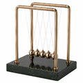 Pendolo di Newton in Oro con Base in Marmo Nero decorativo 18x12x18 cm